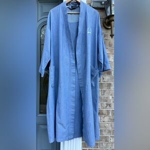 Men's Blue Cotton Kimono Robe